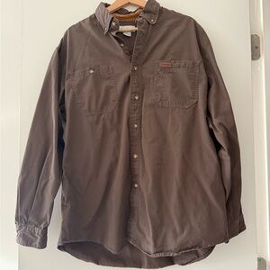 Vintage Y2K Heavy Weight Cotton Carhartt Button Up Shirt / Brown Button Up